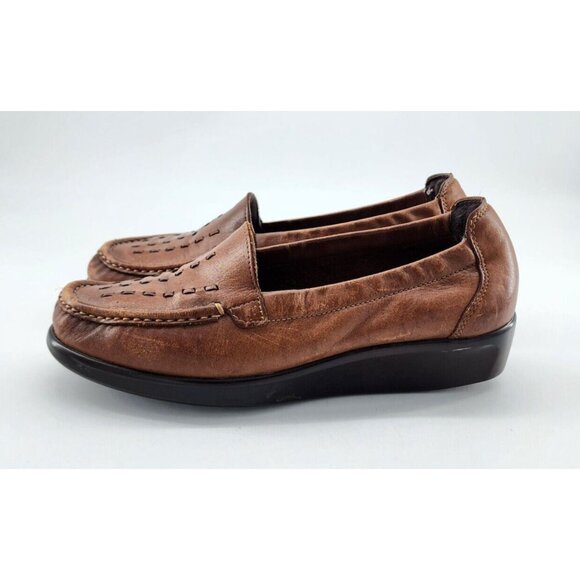 SAS Women's Weave Slip On Loafer Tripad Comfort Shoes Brown Leather Size 7.5W - Picture 4 of 12